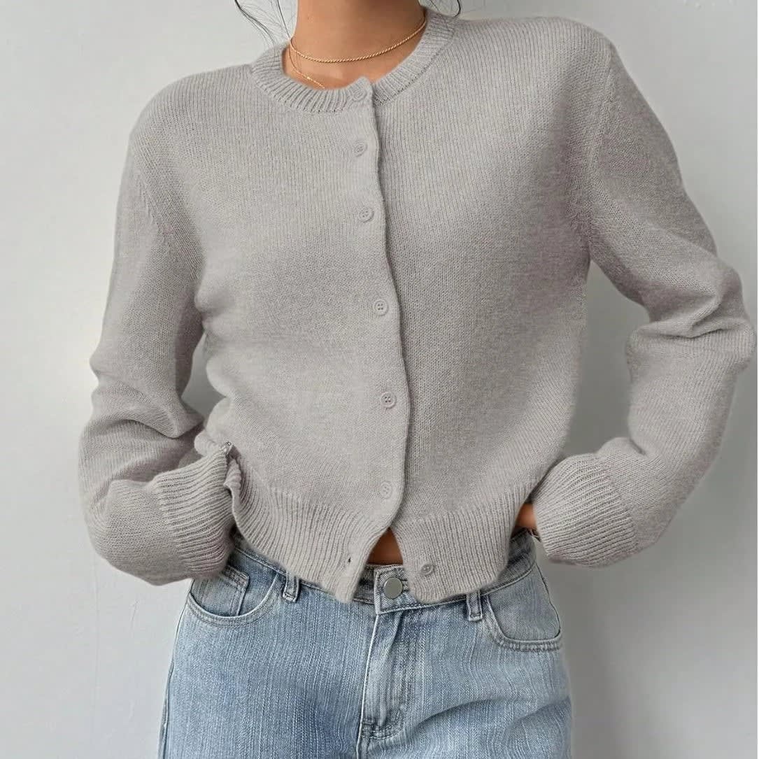 Zaylee Crew Neck Button Front Cardigan_6