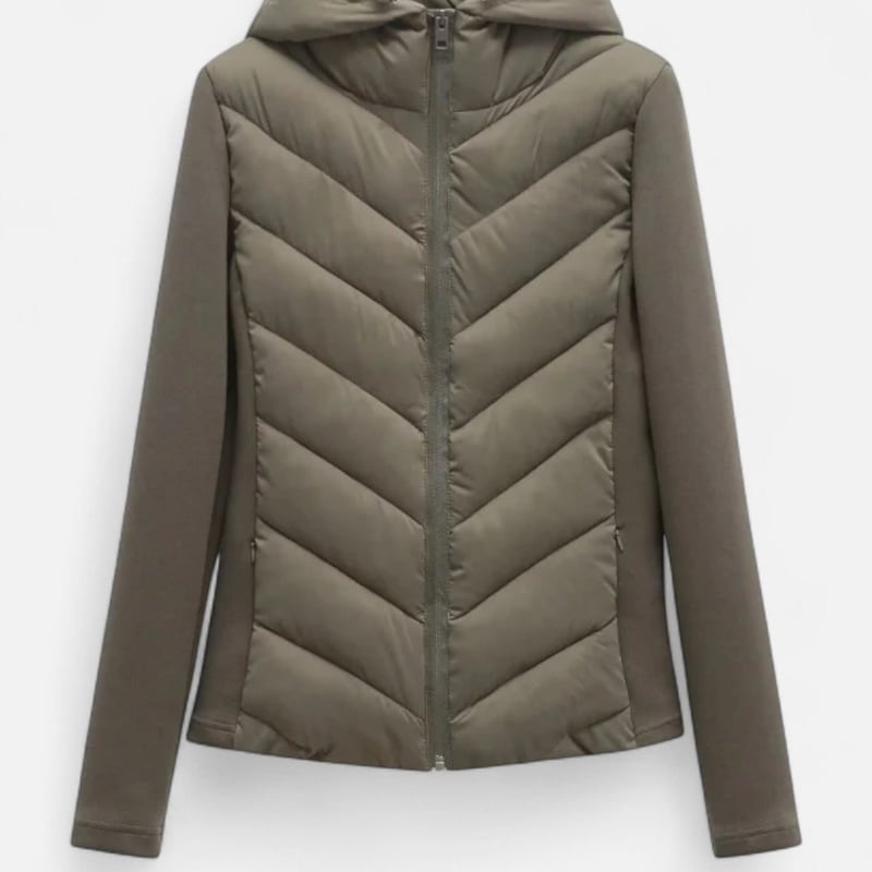 Brenna Chevron Quilted Stretch Puffer Jacket_1