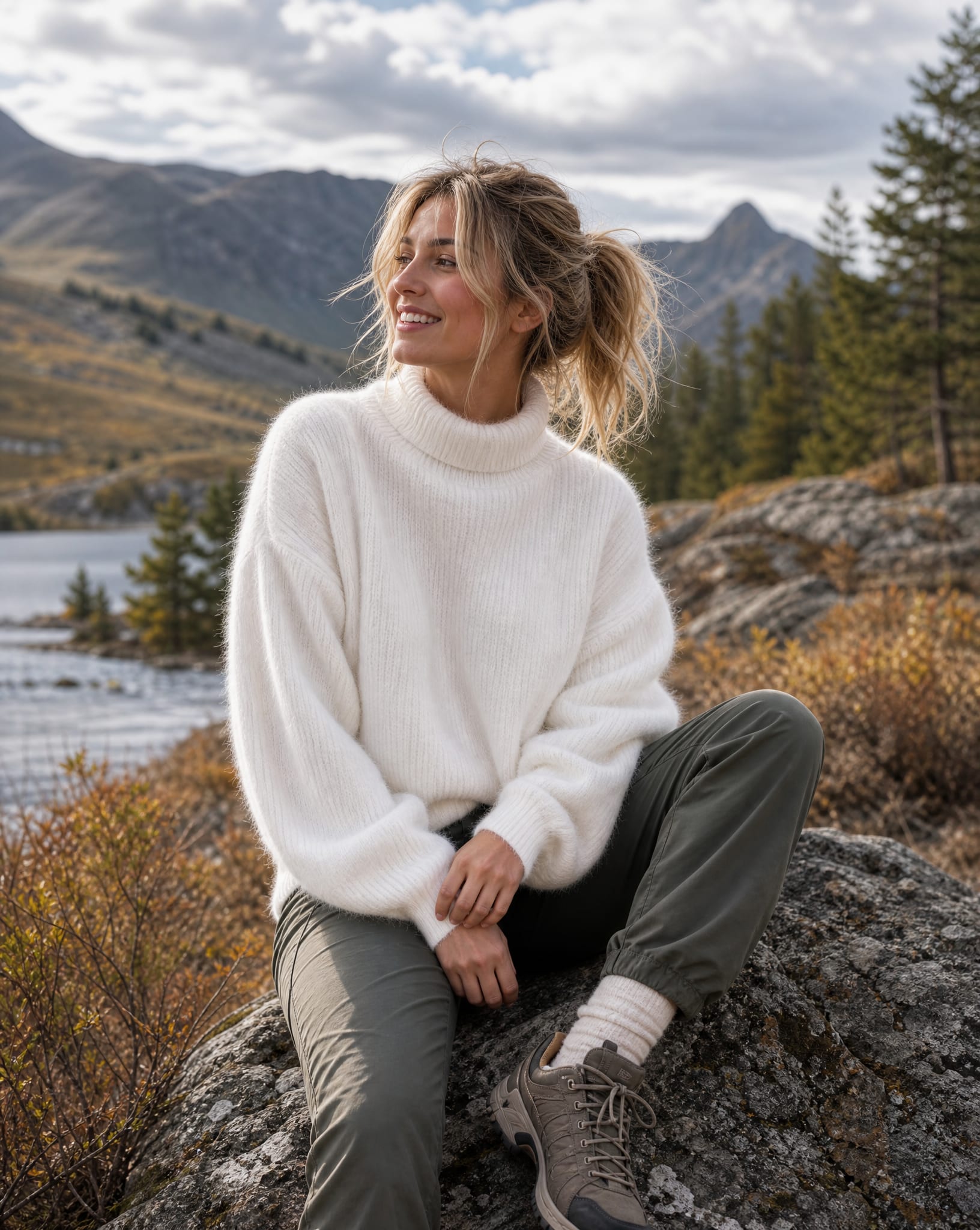 Vada Fuzzy Knit Turtleneck Sweater_2