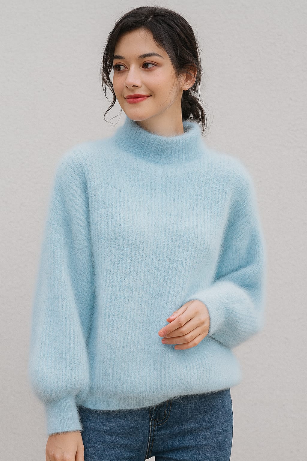 Vada Fuzzy Knit Turtleneck Sweater_4