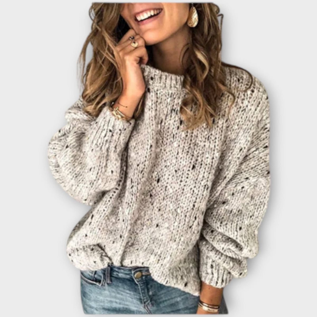 Maryann Oversized Chunky Speckled Knit Sweater_2