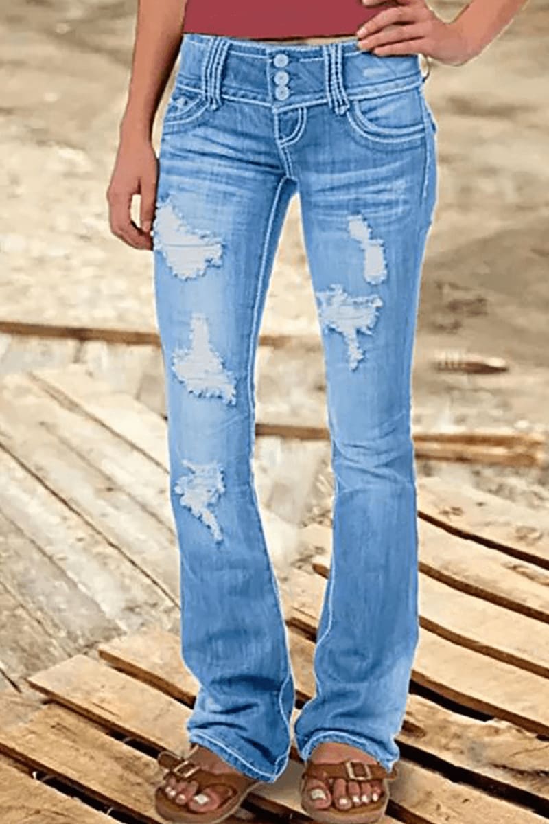 Noelle Ripped High Waisted Bootcut Jeans_4