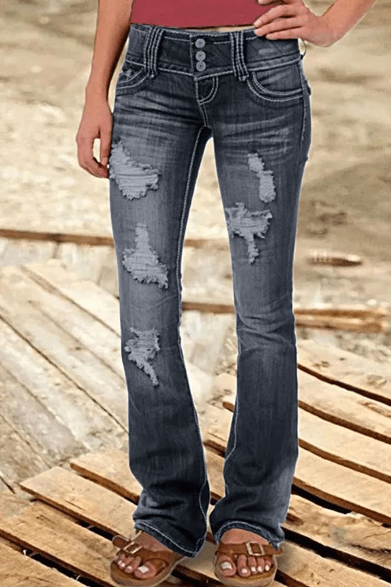 Noelle Ripped High Waisted Bootcut Jeans_8