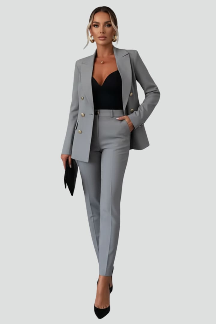 Joelle Double Breasted Two Piece Pant Suit_10
