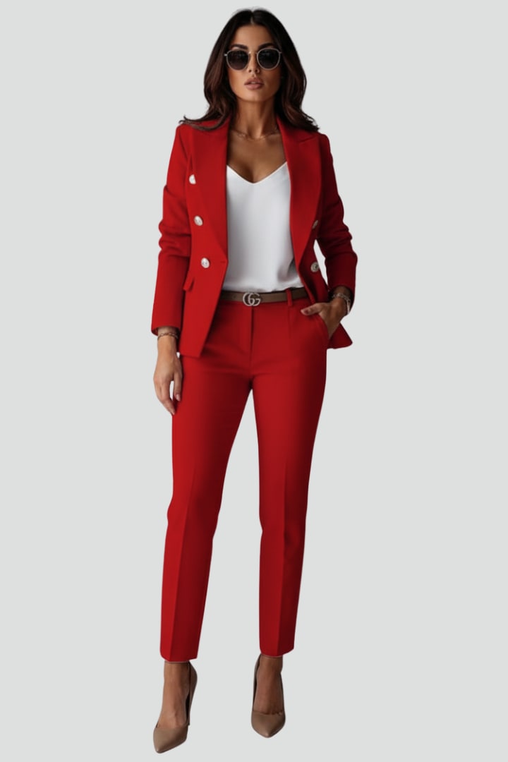 Joelle Double Breasted Two Piece Pant Suit_7