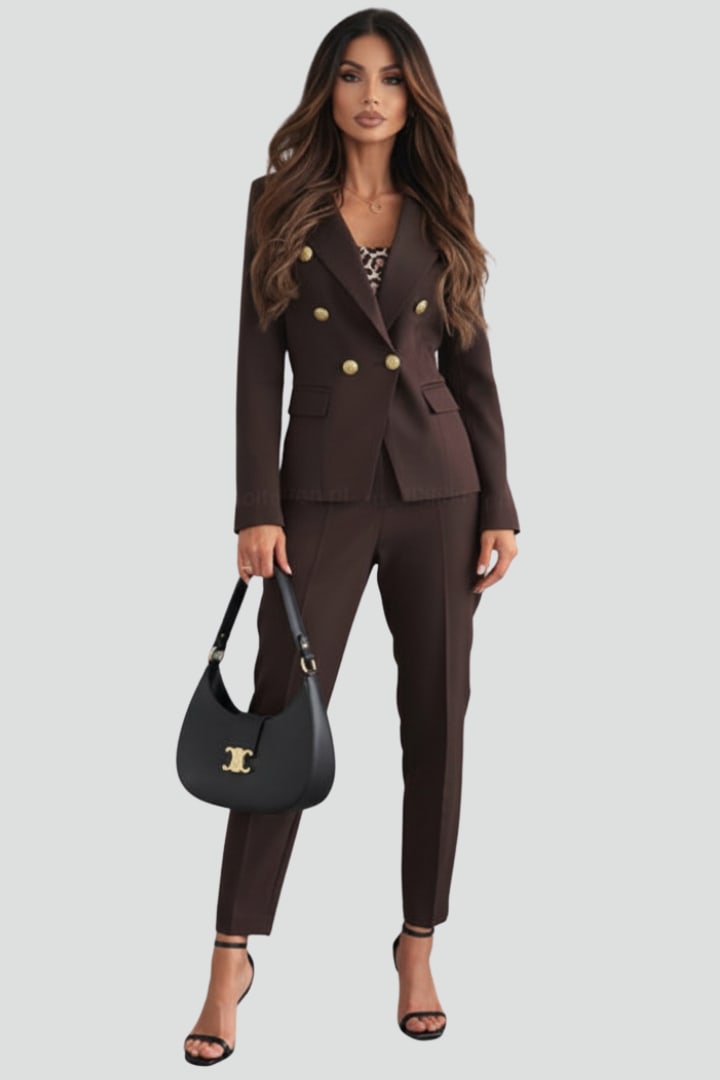 Joelle Double Breasted Two Piece Pant Suit_9