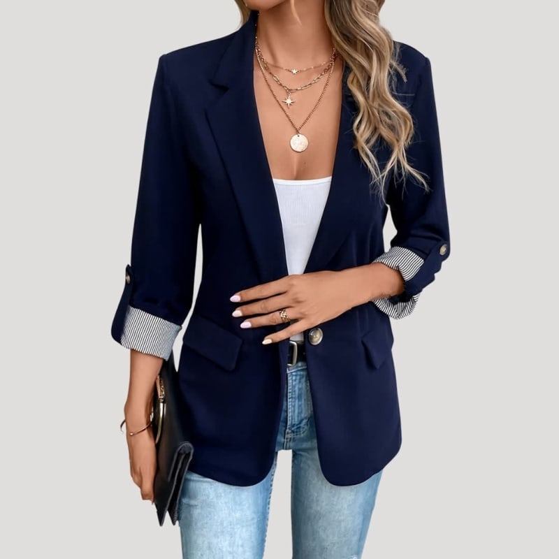 Amara Single Breasted Turn-Up Sleeve Blazer_1