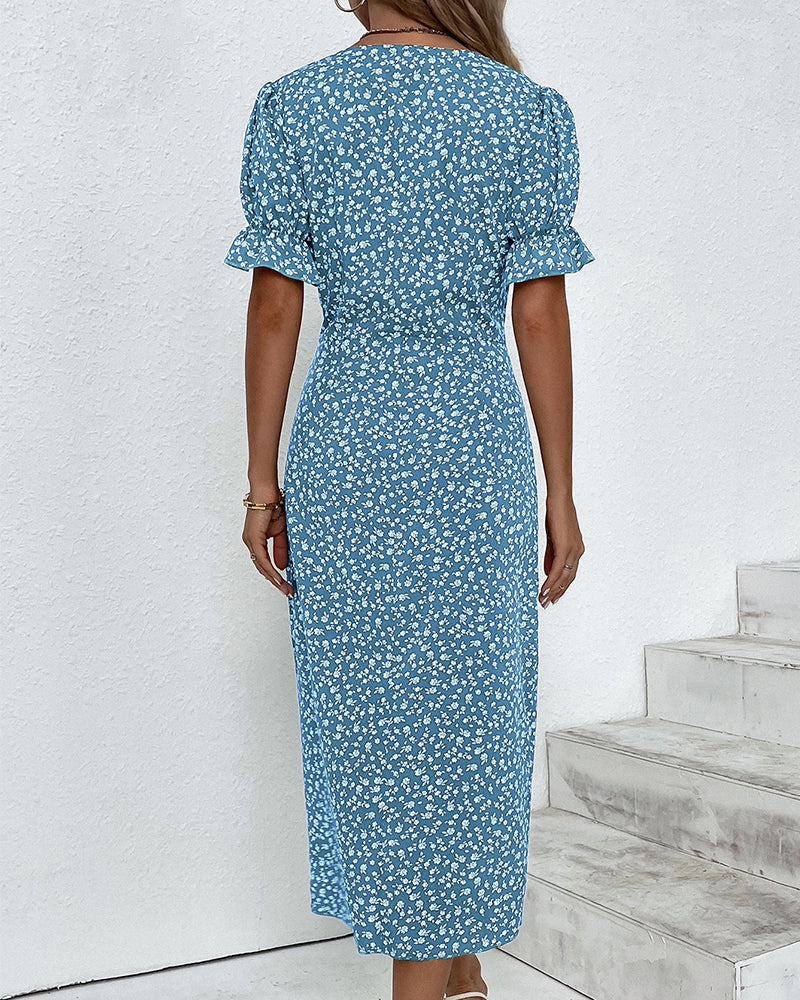 Sophia Grace V-Neck Floral Midi Dress