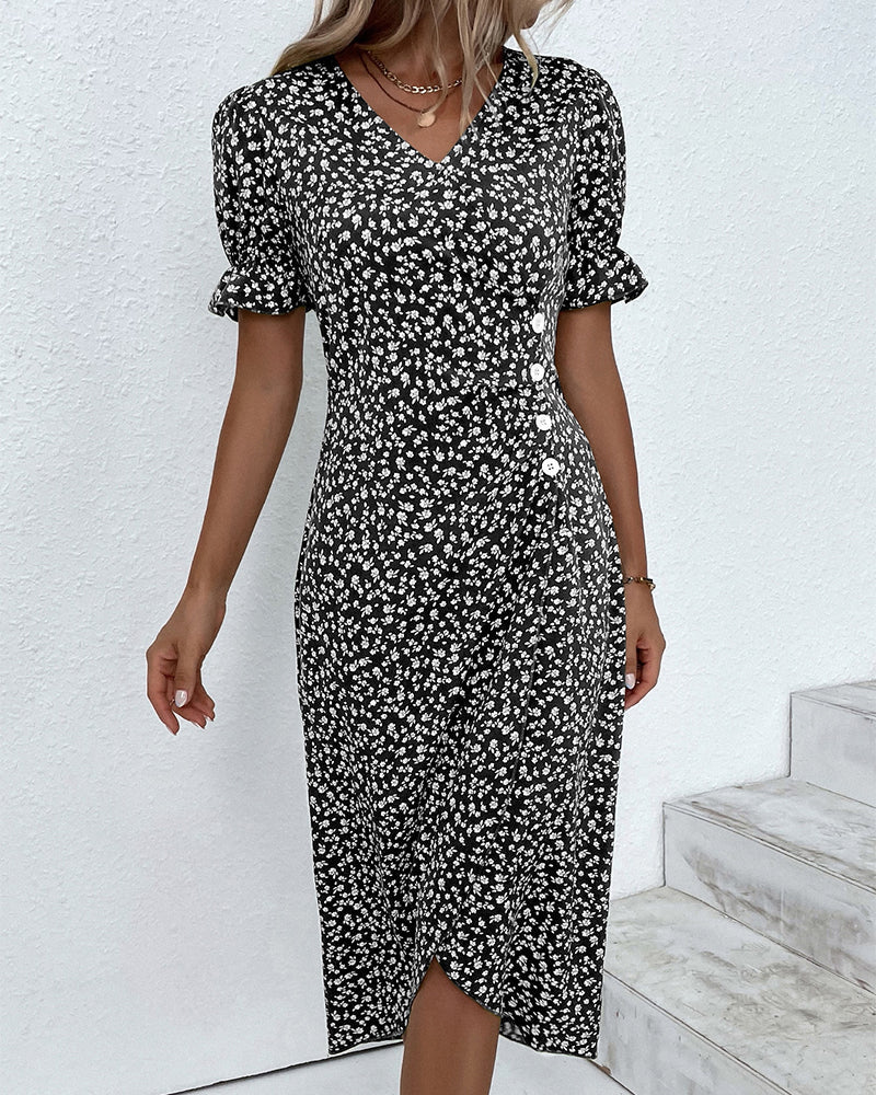 Sophia Grace V-Neck Floral Midi Dress