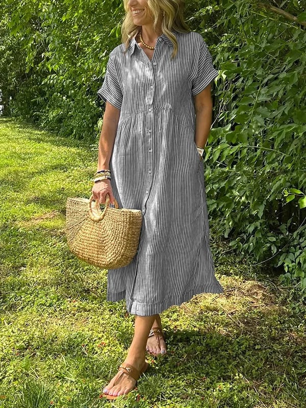 Maeve Striped Breathable Button-Up Shirt
