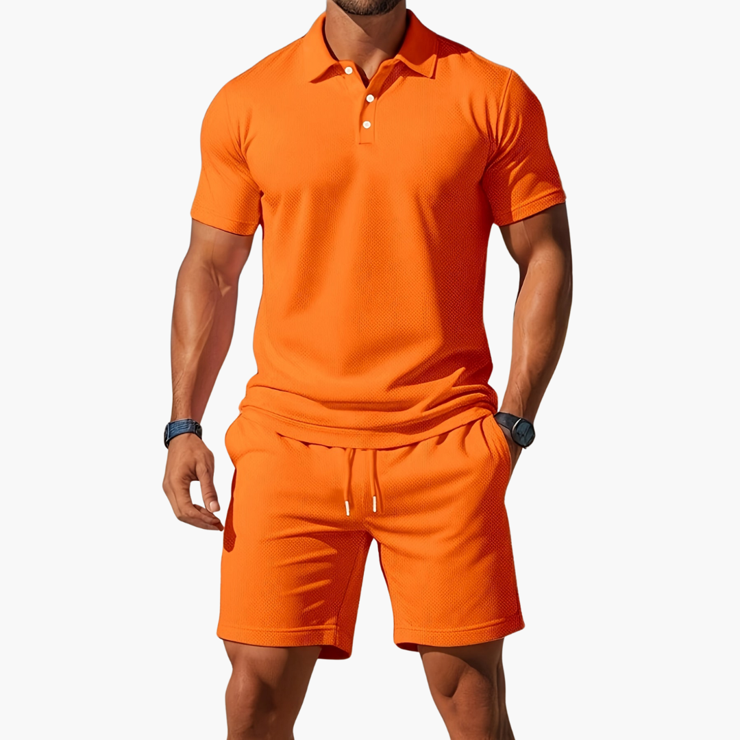 Marcus Waffle Knit Polo Set