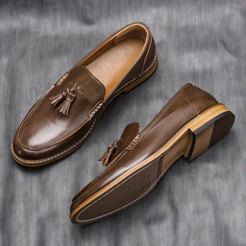 Valentin Genuine Leather Tassel Loafers