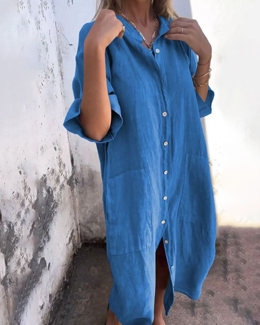 Kiara Boho Tie Waist Shirt Dress