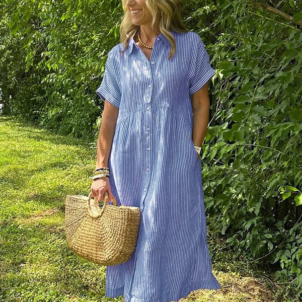 Maeve Striped Breathable Button-Up Shirt
