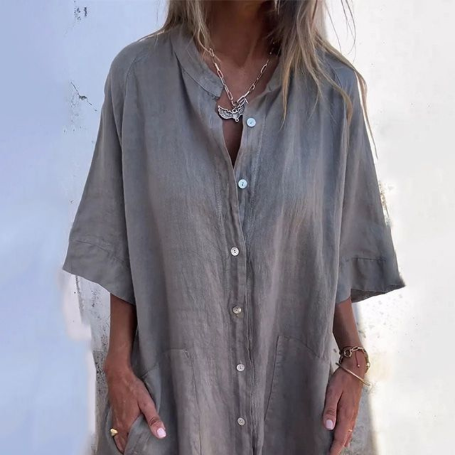 Kiara Boho Tie Waist Shirt Dress