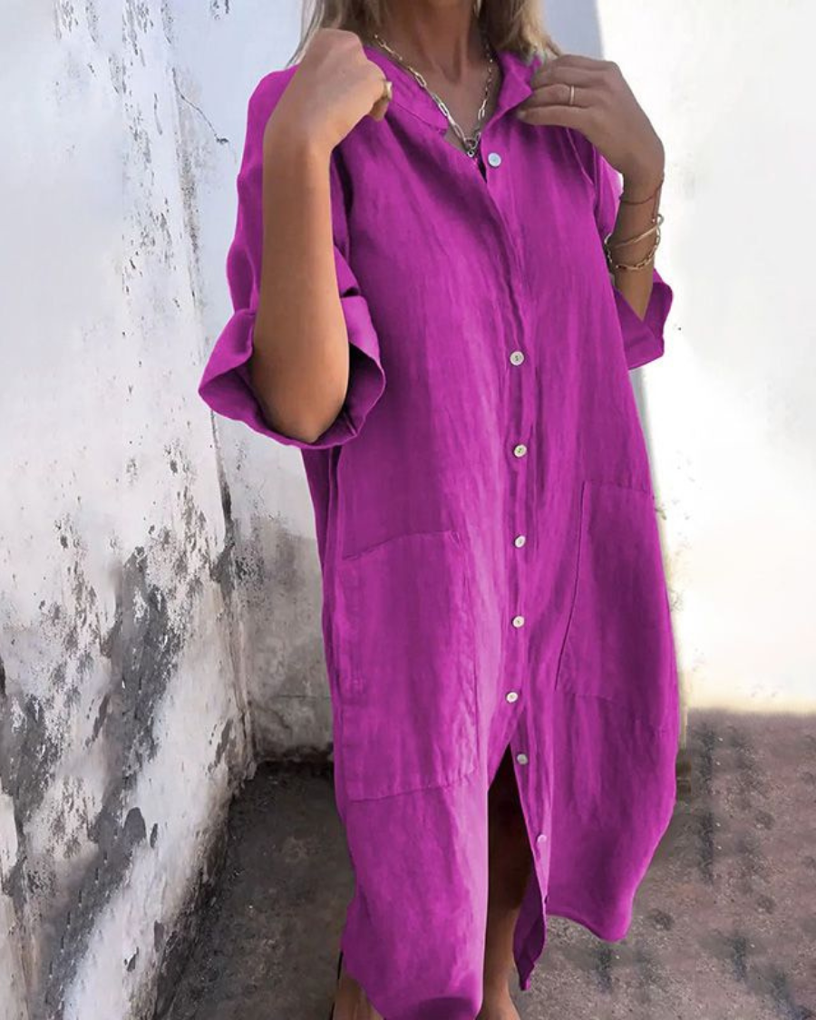 Kiara Boho Tie Waist Shirt Dress