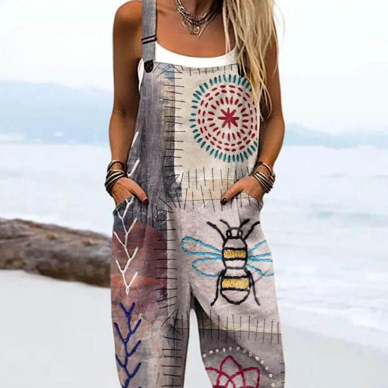 Nina Playful Bee Print Jumpsuit