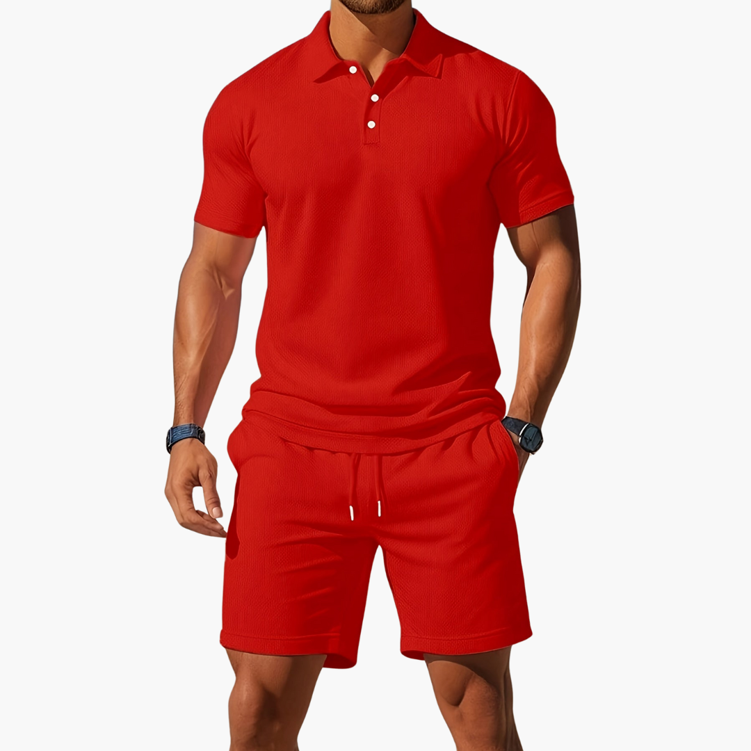 Marcus Waffle Knit Polo Set