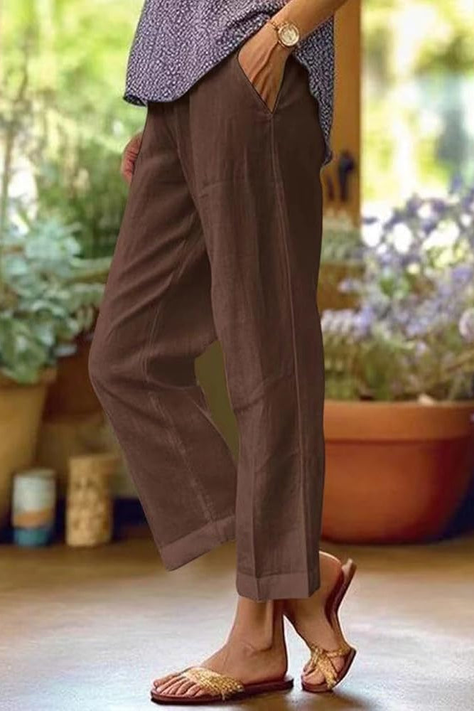 Georgia Relaxed Straight-Leg Summer Trousers
