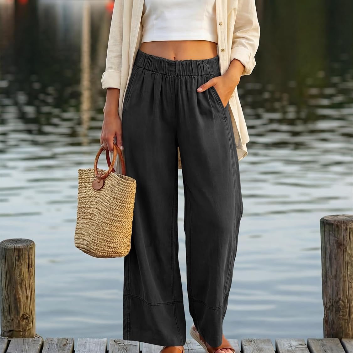 Evelyn Lightweight Wide Leg Pants