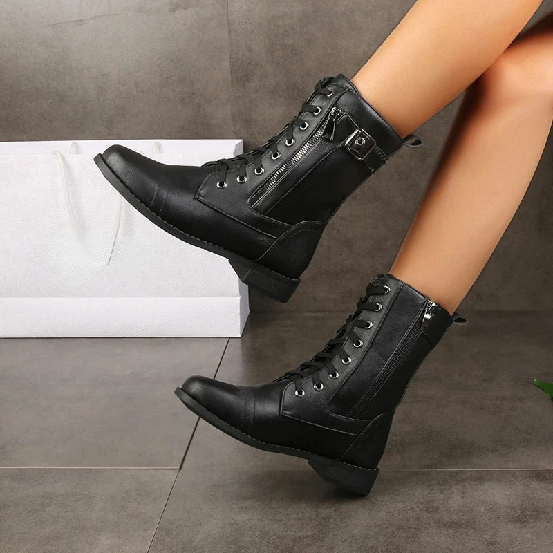 Clara Woods Leather Moto Boot