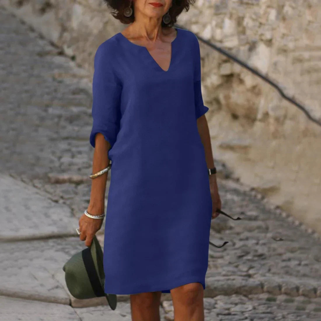 Sophia Clay Linen Midi Dress