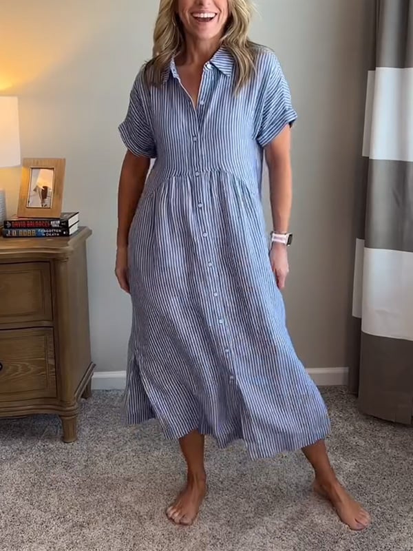 Maeve Striped Breathable Button-Up Shirt