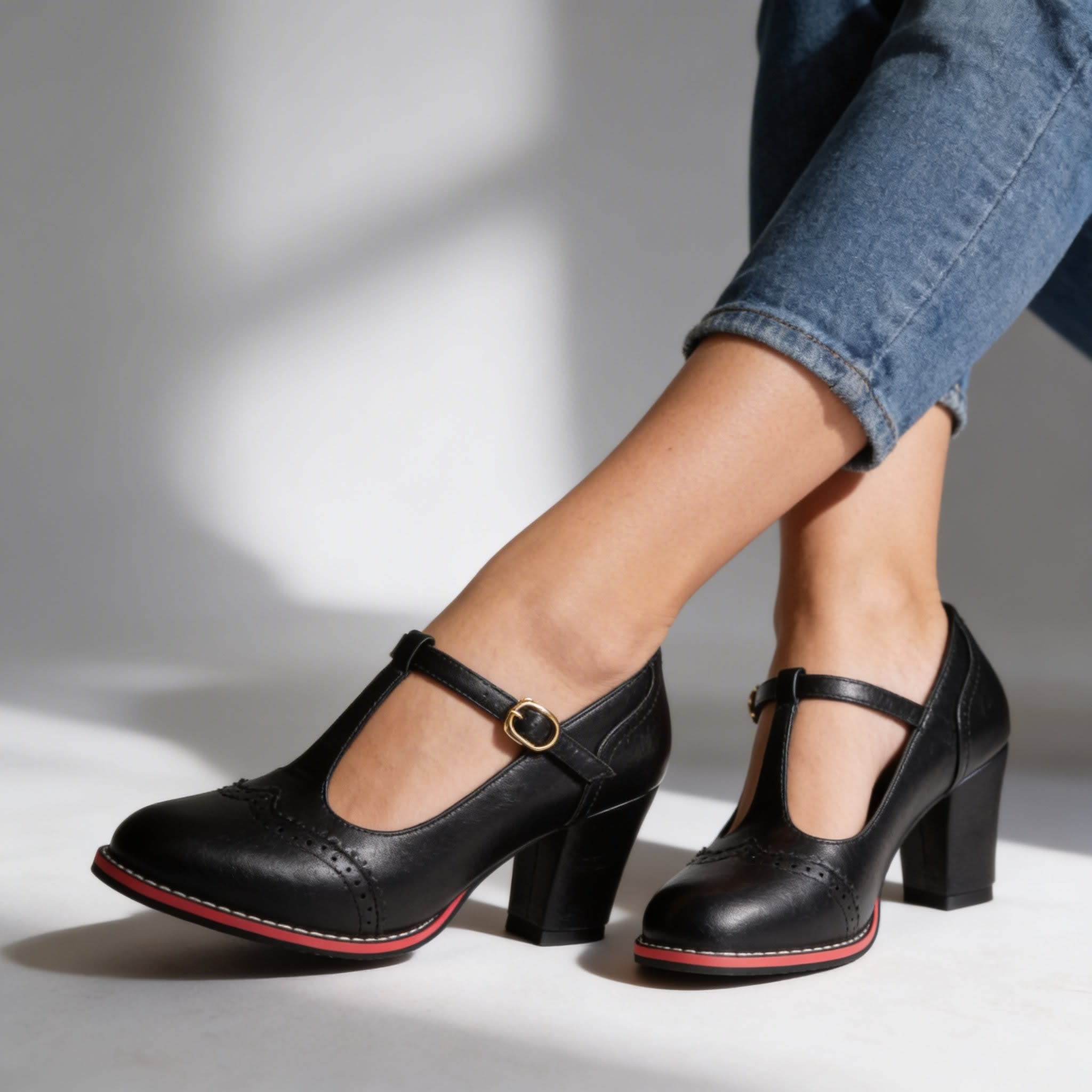 Ainsley Brogue T-Strap Block Heels_3