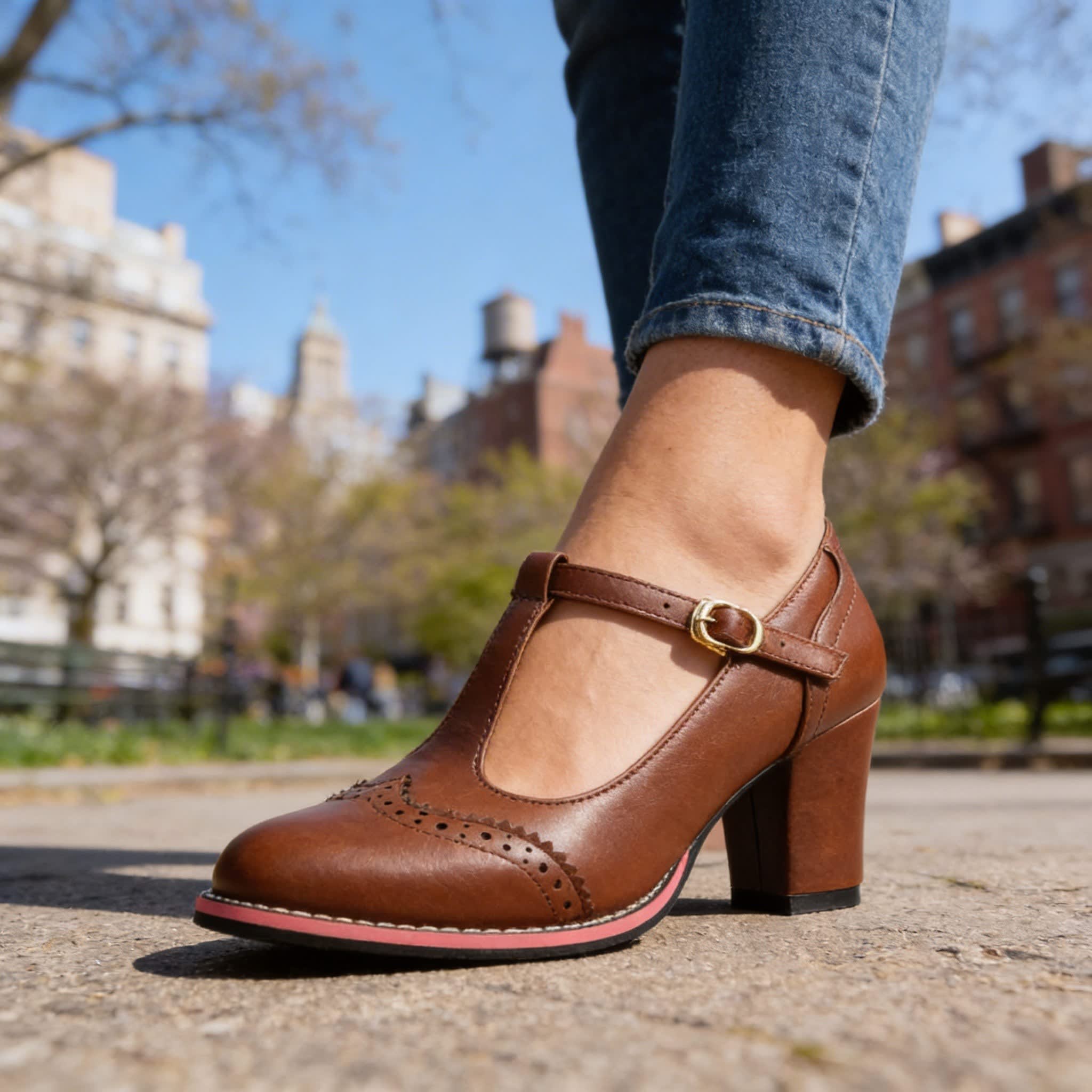 Ainsley Brogue T-Strap Block Heels_6