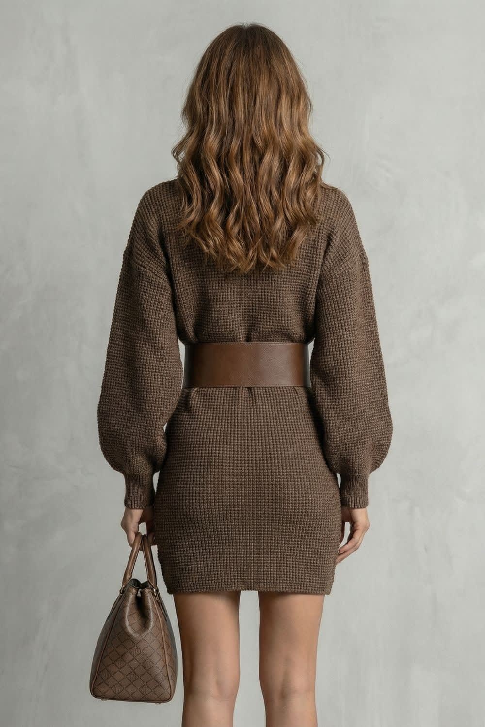 Louise Belted Waffle Knit Sweater Dress_3