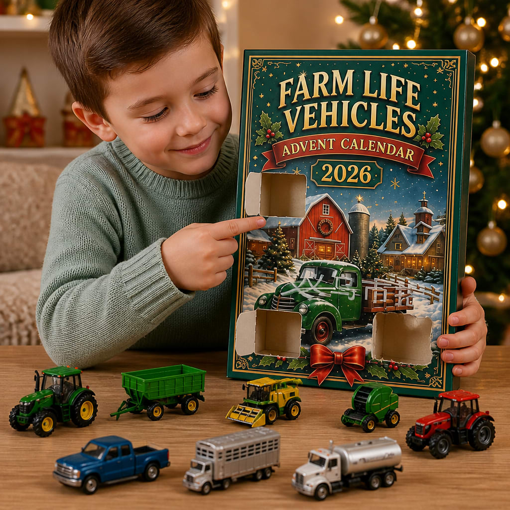 Farm Vehicle Advent Calendar 2026 with 24 Tractors and Farm Machines Holiday Countdown for Kids_2
