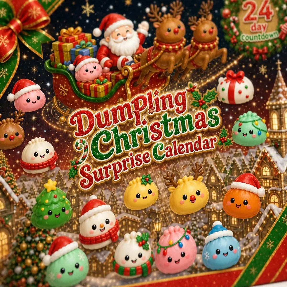Squishy Dumpling Advent Calendar 2026 with 24 Soft Christmas Figures Holiday Countdown for Kids_4