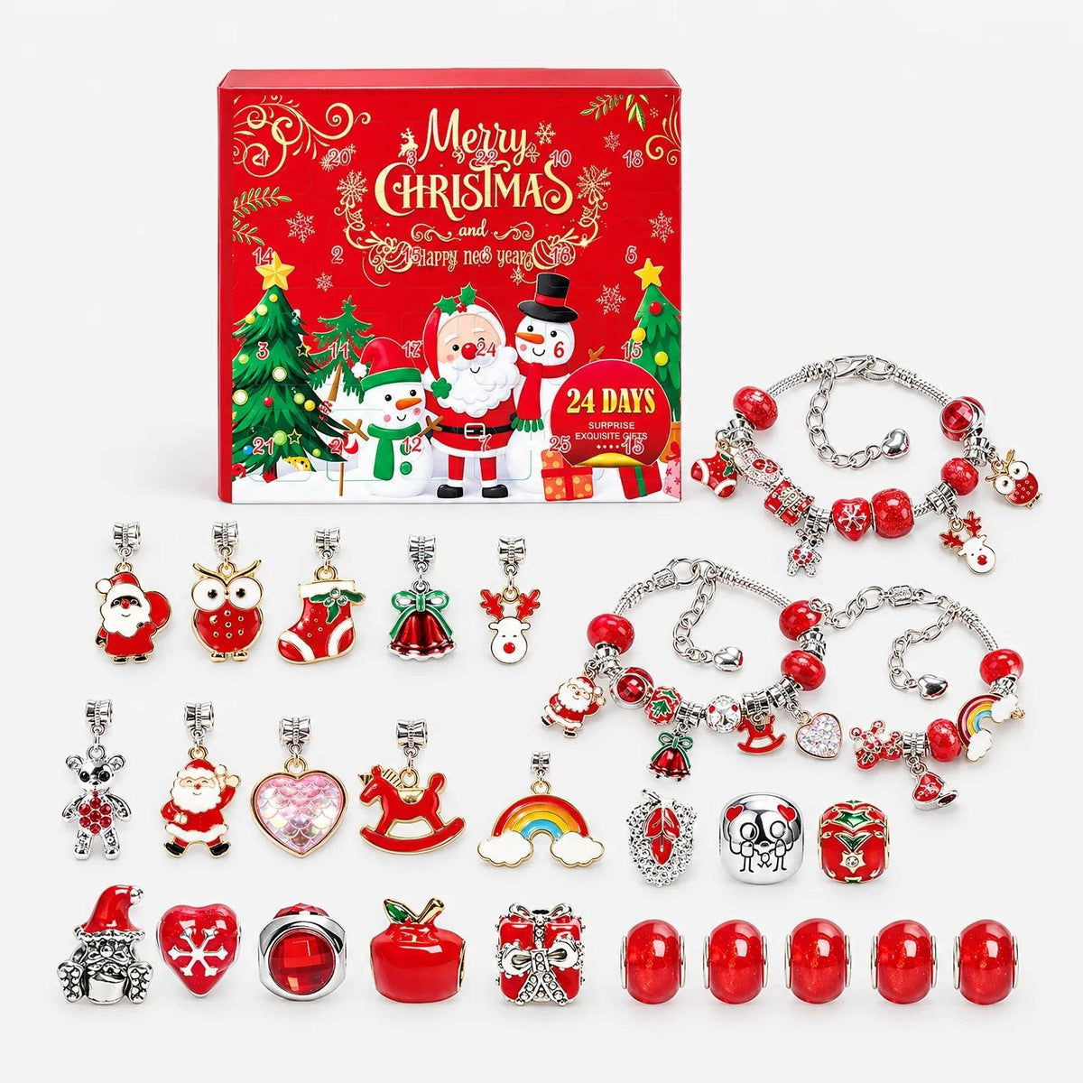 Charm Bracelet Advent Calendar 2026 with 22 Christmas Charms and 2 Bracelets Holiday Countdown Jewelry Gift_4