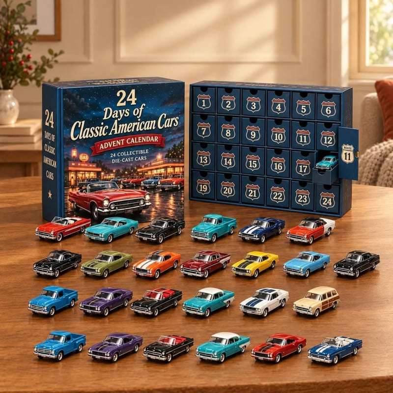 Car Advent Calendar 2026 with 24 Diecast Model Vehicles Holiday Countdown Gift for Car Lovers_1