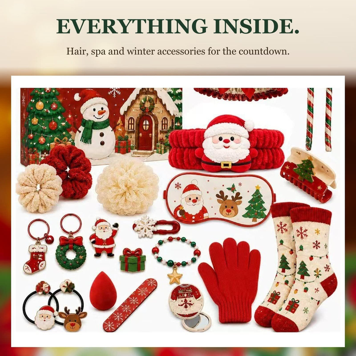 Hair Accessories Advent Calendar 2026 with 24 Spa and Winter Gifts Holiday Countdown Gift for Her_2