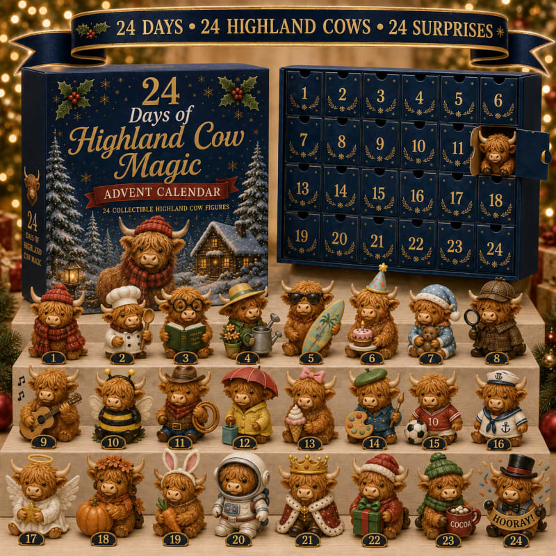 Highland Cow Advent Calendar 2026 with 24 Mini Figures Holiday Countdown Gift for Highland Cow Lovers_1