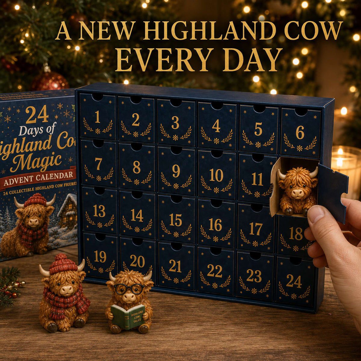 Highland Cow Advent Calendar 2026 with 24 Mini Figures Holiday Countdown Gift for Highland Cow Lovers_9