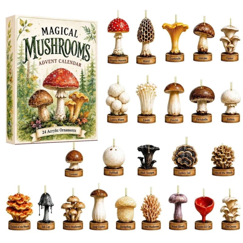 Mushroom Advent Calendar 2026 with 24 Acrylic Ornaments Holiday Countdown Gift for Mushroom Lovers_1