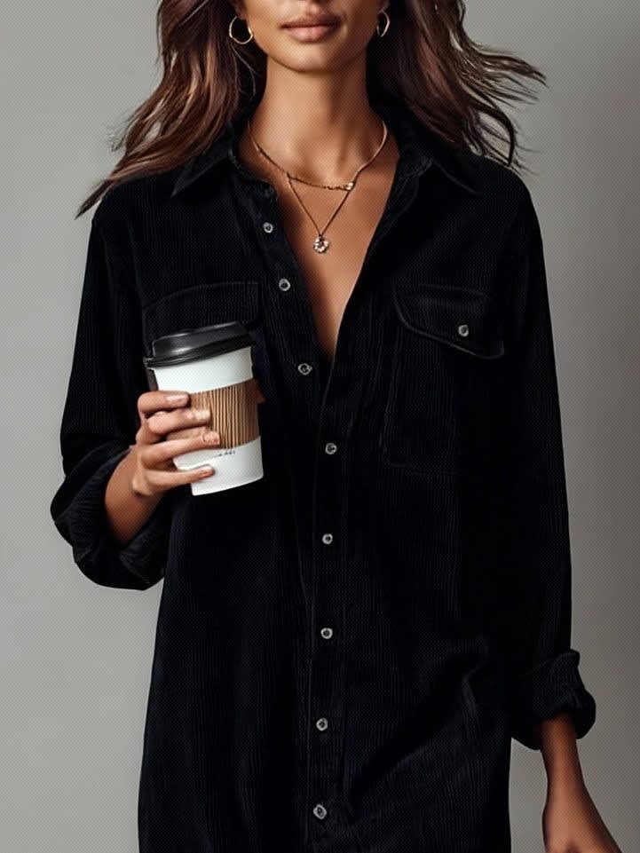 Rhodanthe Corduroy Button Down Shirt Dress_5