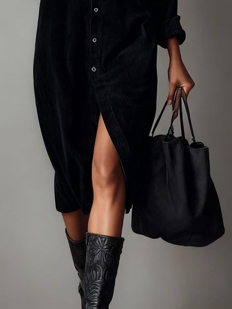 Rhodanthe Corduroy Button Down Shirt Dress_6