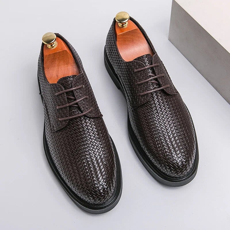 Gerard Woven Leather Derby Dress Shoes_1