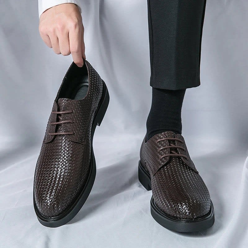Gerard Woven Leather Derby Dress Shoes_3