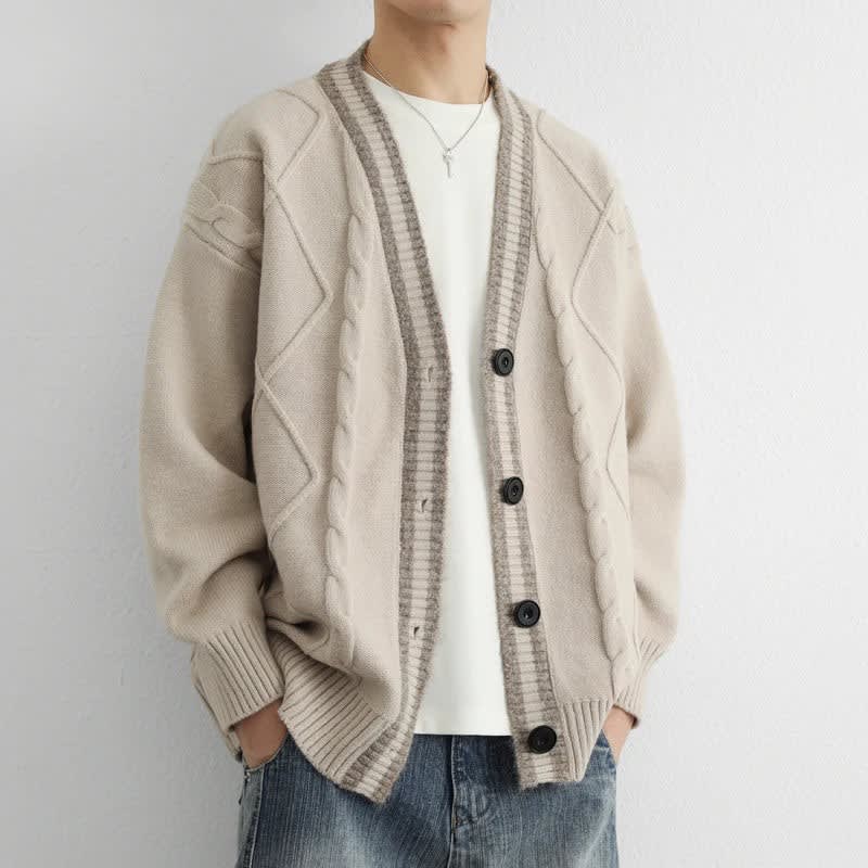 Wyatt Cable Knit V-Neck Cardigan_1