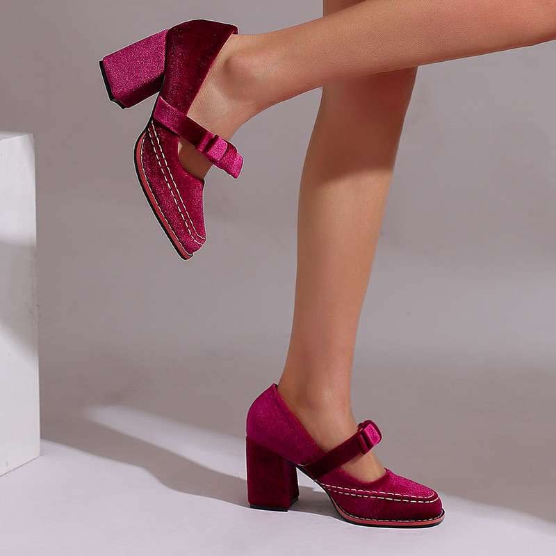 Rosetta Velvet Block Heel Mary Jane Pumps_10