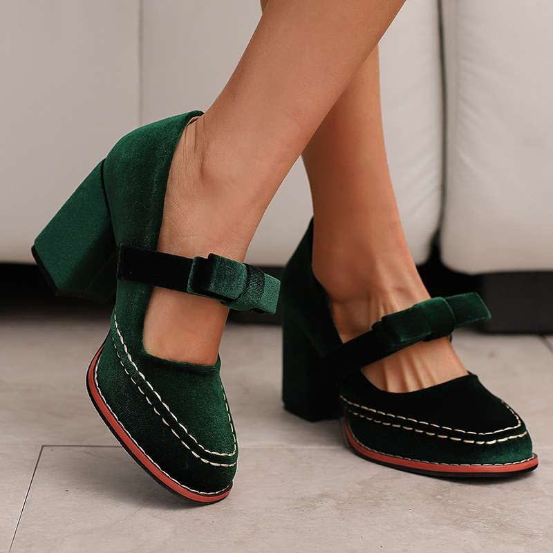 Rosetta Velvet Block Heel Mary Jane Pumps_12
