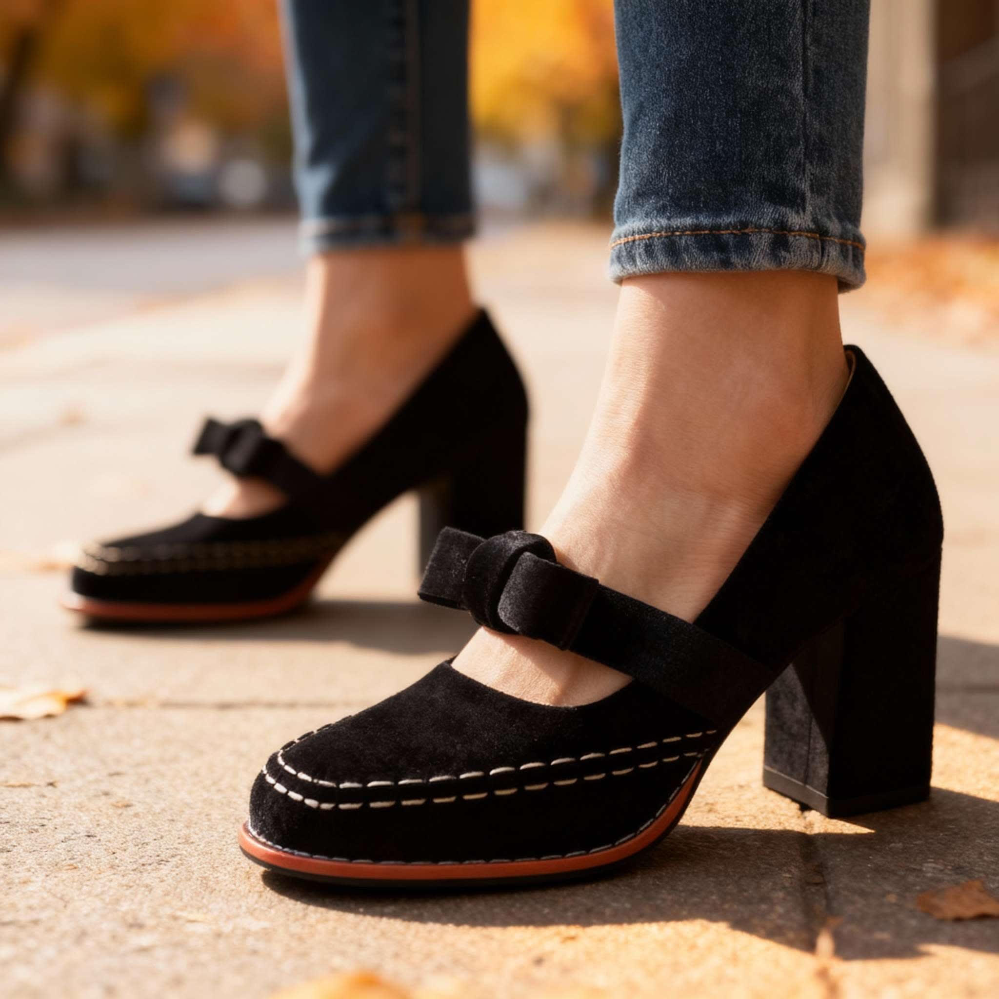 Rosetta Velvet Block Heel Mary Jane Pumps_6