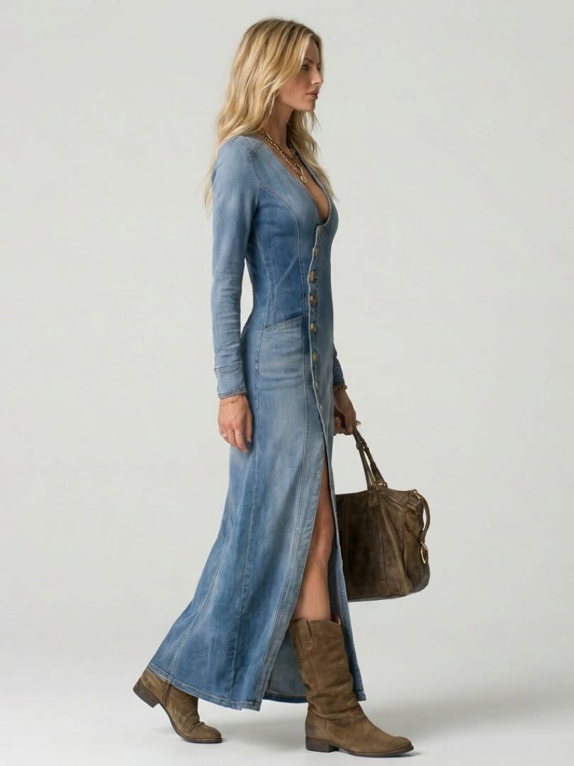 Casilda Denim Button Front Maxi Dress_2