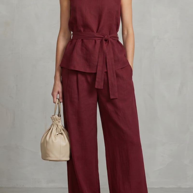 Dana Tie Waist Wide Leg Two Piece Set_1