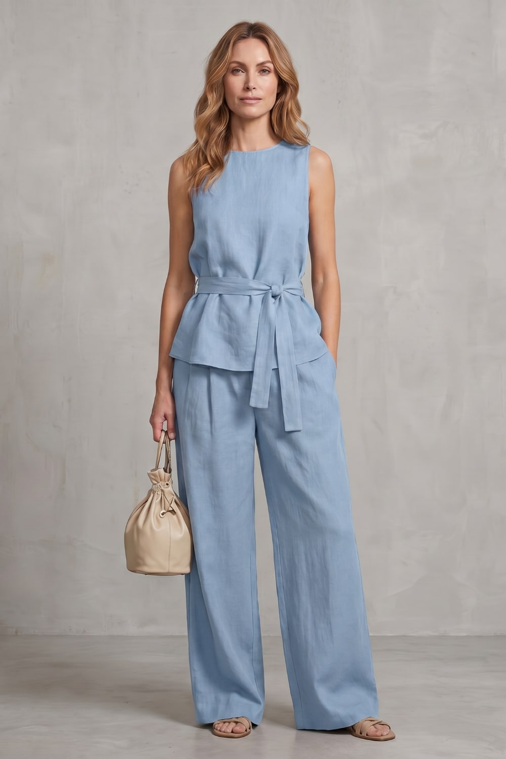 Dana Tie Waist Wide Leg Two Piece Set_14