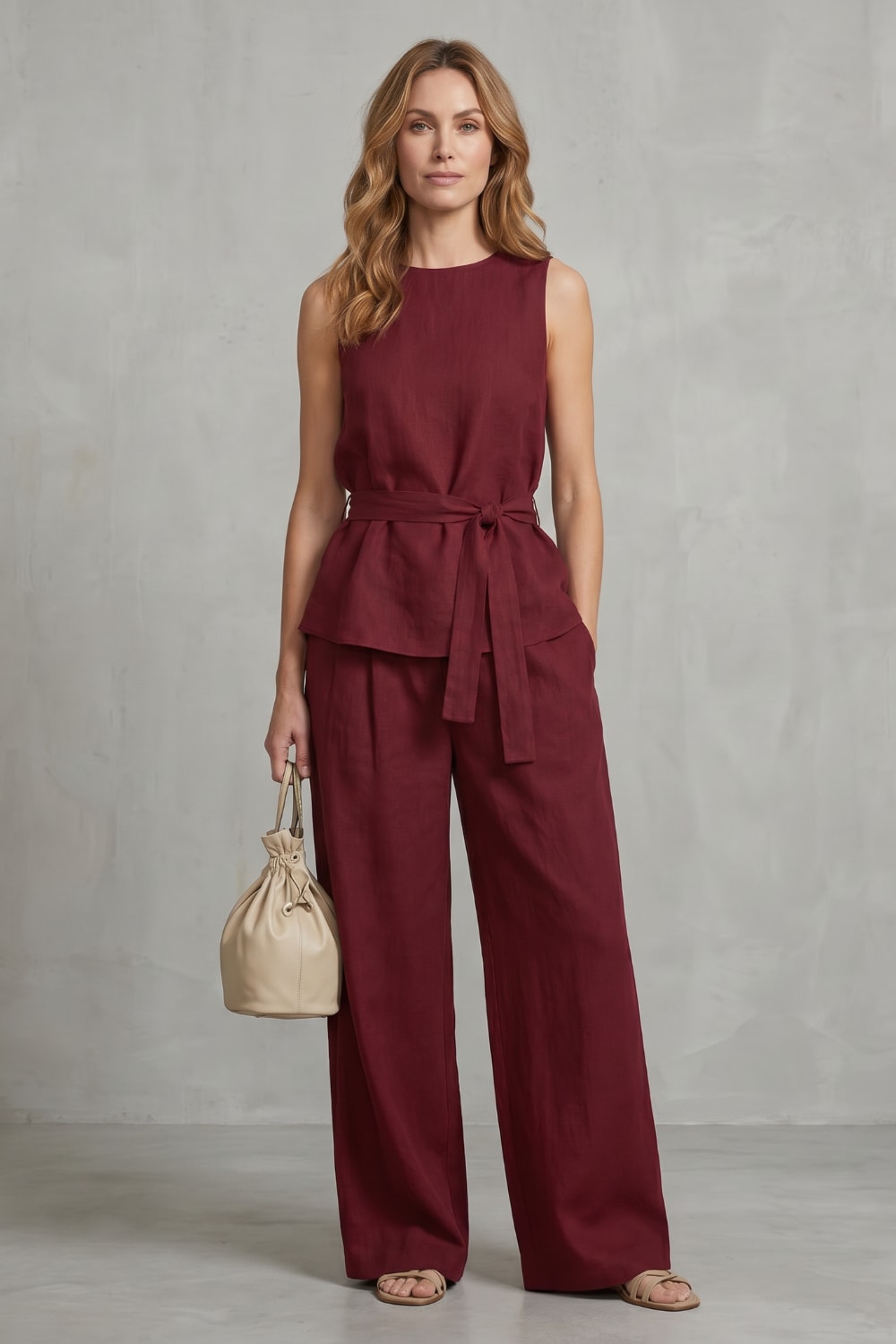 Dana Tie Waist Wide Leg Two Piece Set_2